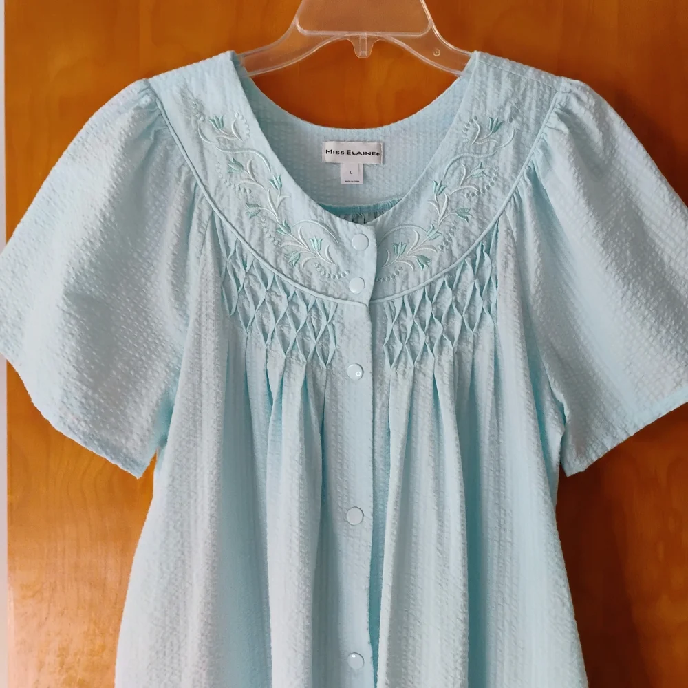Miss Elaine Aqua Paisley Nightgown Set - Picture 14 of 16